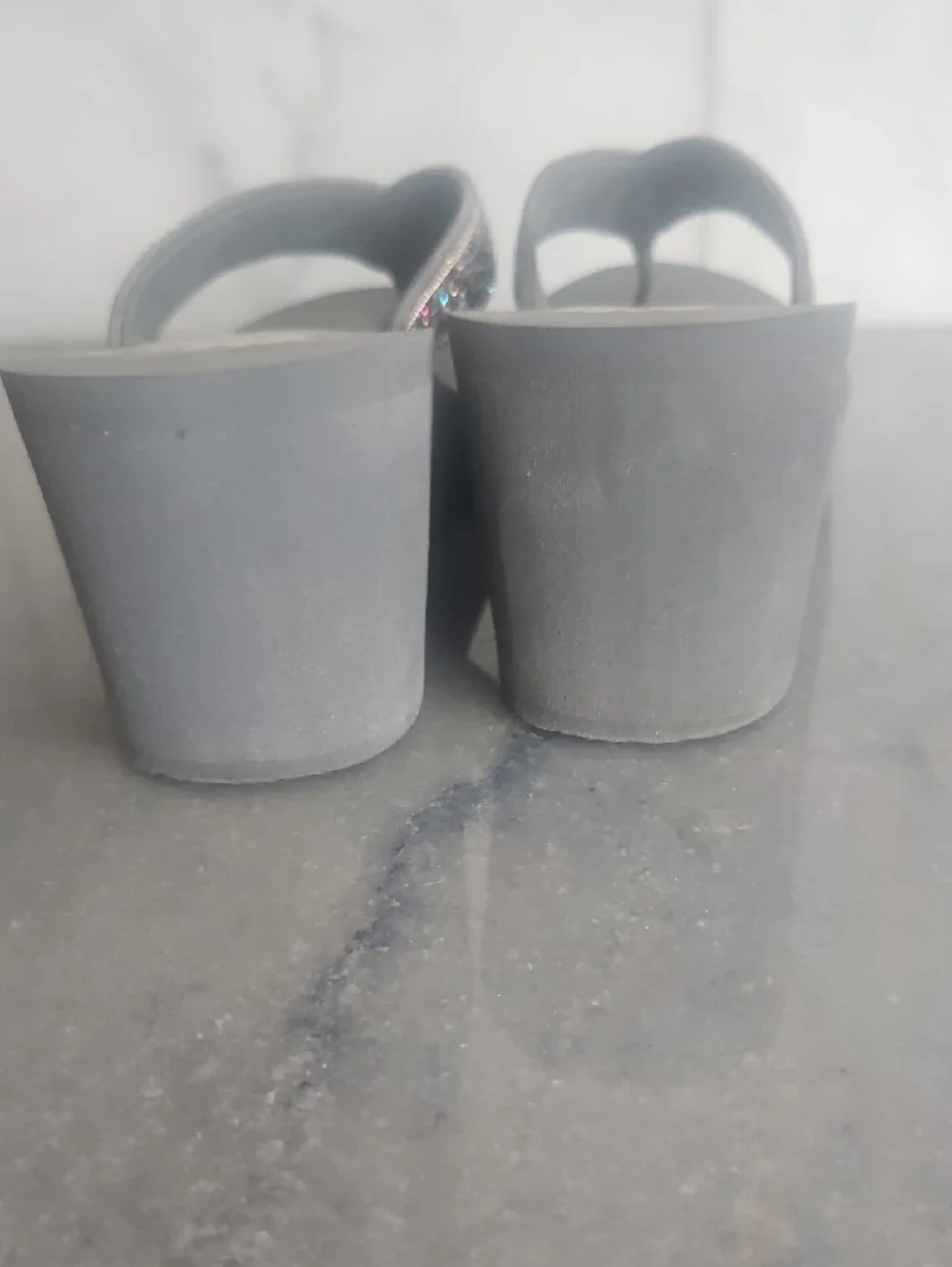 Yellow Box Silver Jeweled Wedge Sandals